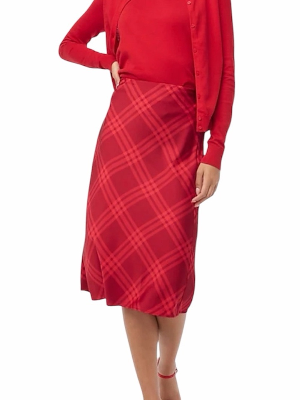 NWT J. CREW FACTORY Printed Bias Slip Skirt Autumn Crimson Candy Apple Medium